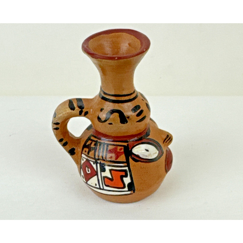 Miniature Clay Jug painted Face small terracotta